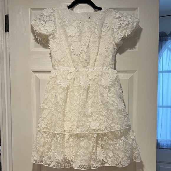 Janie and Jack Other - Preowned Janie and Jack White Lace Floral Dress Flower Girl Formal size 12